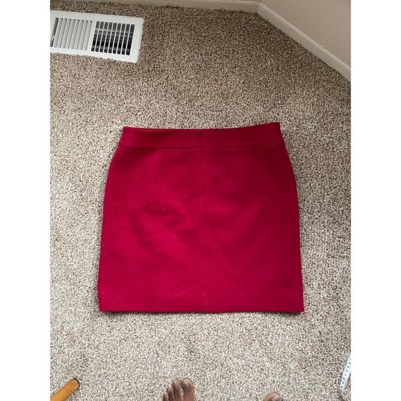 White House Black Market Asymmetrical Wool Mini Skirt  Size 14 Red - Picture 7 of 9